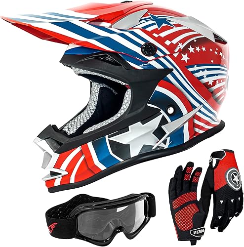 VCAN VX38Y - Casco para niños y jóvenes, aprobado por el Departamento de Transporte (DOT), para ATV, motocross, bicicleta de tierra, motocicleta,