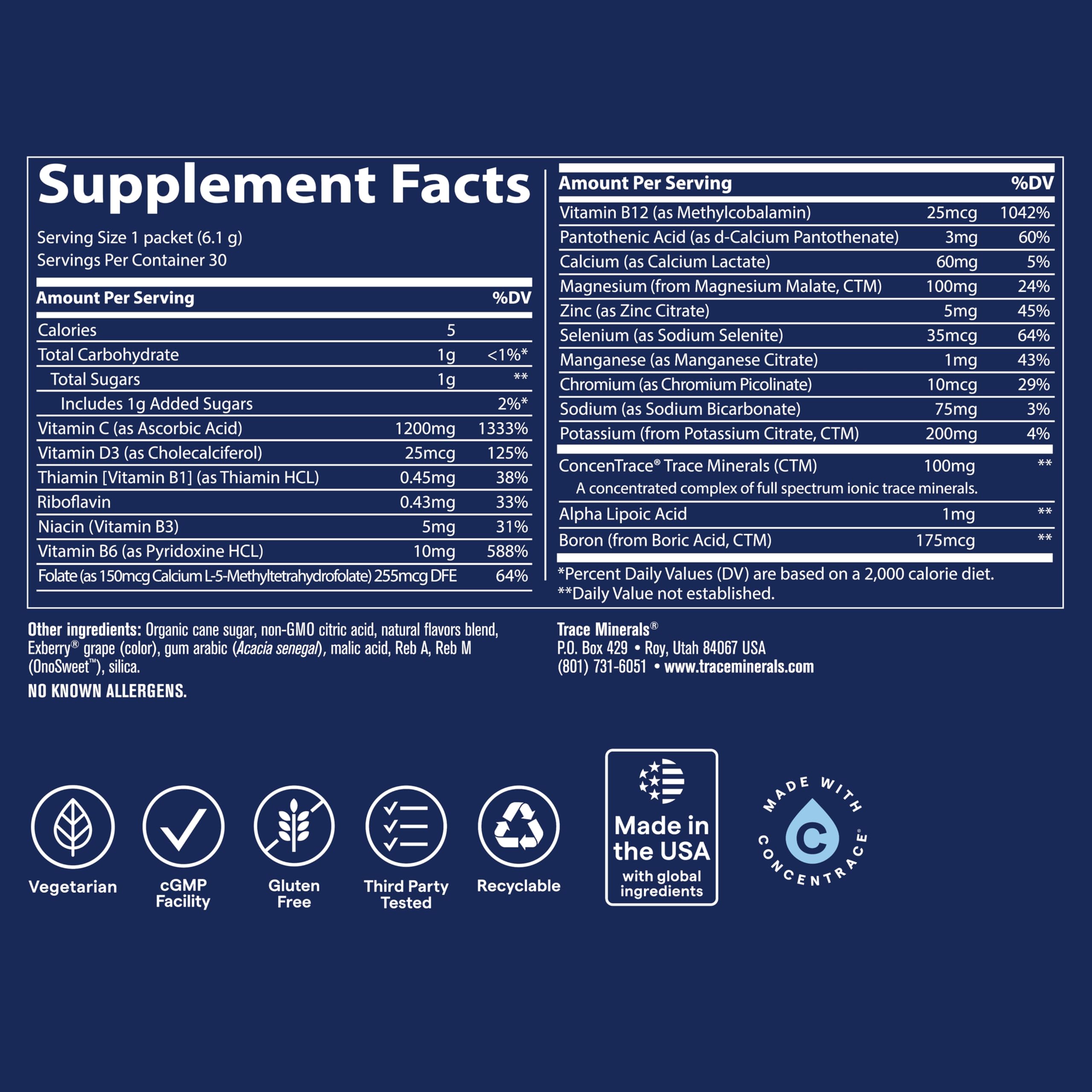 Trace Minerals Power Pak Electrolyte Powder Packets, Concord Grape, 30 Ct — Amazon image 3