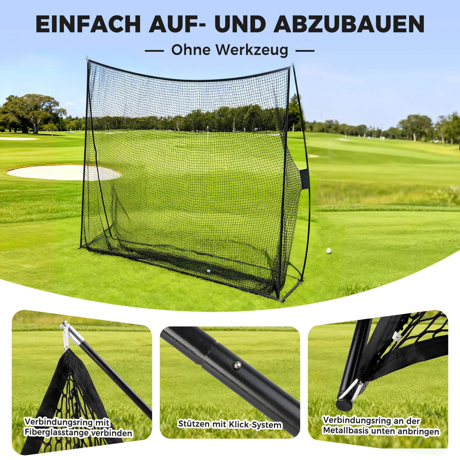 Golf Netz 2,1x3 m,Groß & Tragbares Golf-Übungsnetz mit Tasche für Innen & Außen Garten, Haus und Training – Praktische Golf Trainingshilfen & Zubehör