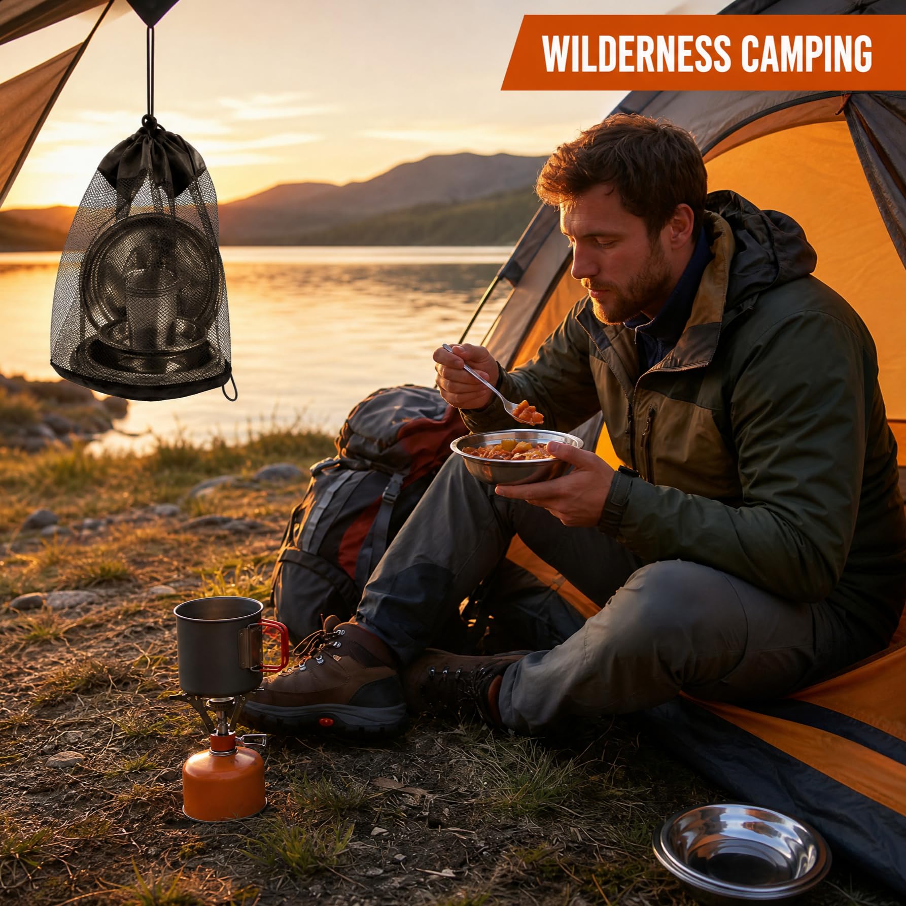TOPZEA Set di 26 piatti e ciotole da campeggio in acciaio inox, kit di stoviglie da campeggio con piatti, ciotola, tazze, stoviglie in acciaio inox per campeggio, escursionismo, viaggi, picnic