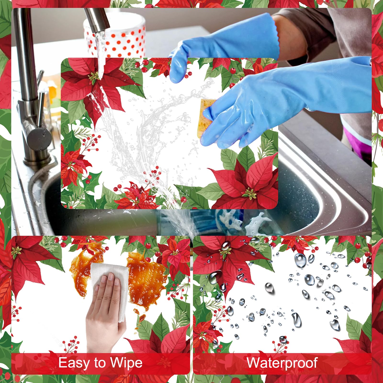 Lot De 6 Sets De Table De Noël En Plastique Pour Table à Manger, Table De Noël, Bonhomme De Neige, Buffle Rouge, Décoration De Table Pour Cuisine, Salle à Manger, Maison, 31