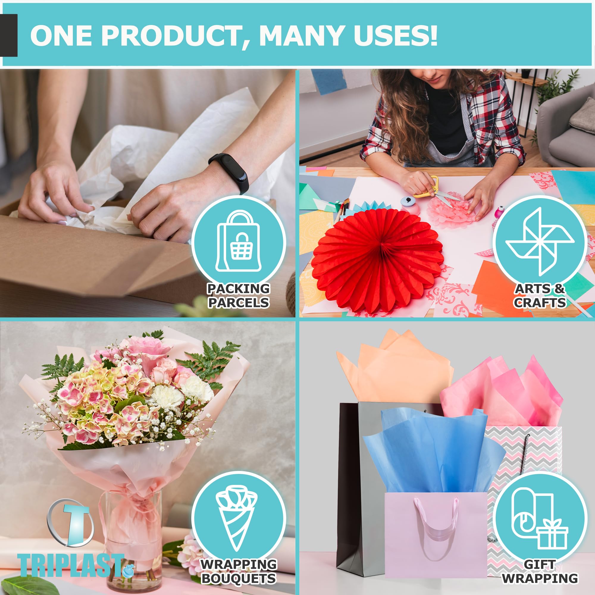 WHITE 18GSM ACID FREE TISSUE PAPER (500X750MM) – Premium Food Packaging Online | Sydney - View #7