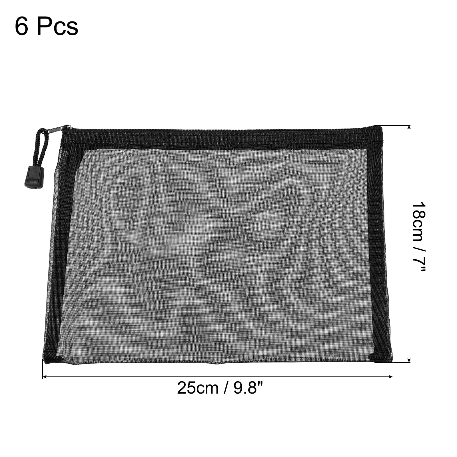 MECCANIXITY Bolsas de malla con cremallera, bolsa de nailon A5, bolsillos de almacenamiento para accesorios de oficina de viaje, paquete de 6 unidades