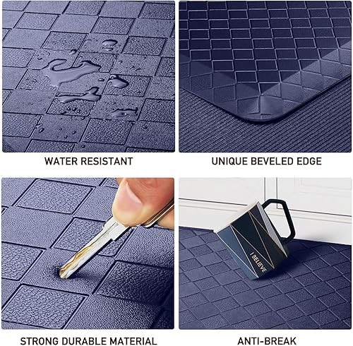 Vista 69 de HappyTrends - Tapete acolchado antifatiga de 17.3 x 28 pulgadas, grueso, impermeable, antideslizante, resistente, ergonómico, cómodo, para cocina