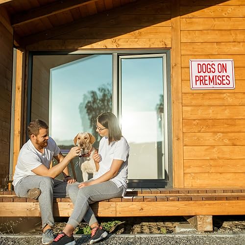 Miniatura 6 de Zonon 4 carteles de perro en las instalaciones de 10 x 7 pulgadas, letrero de metal reflectante resistente de aluminio óxido, protección UV y