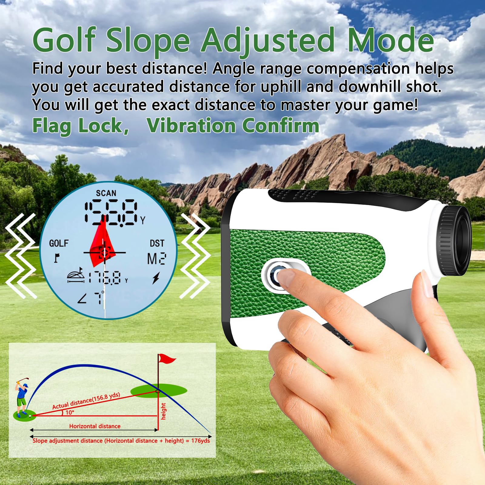 Pente magnétique – Switch Hunting & Golf Télémètre – Laser 1200Y avec verrouillage de drapeau, étanche IPX4, rechargeable | Approuvé pour les tournois