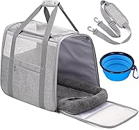 JUNGYOON Premium Airline Approved Cat Carrier for Cats & Small Dogs up to 15lbs - Anti-Escape Zippers, Collapsible Bowl, Padded Strap