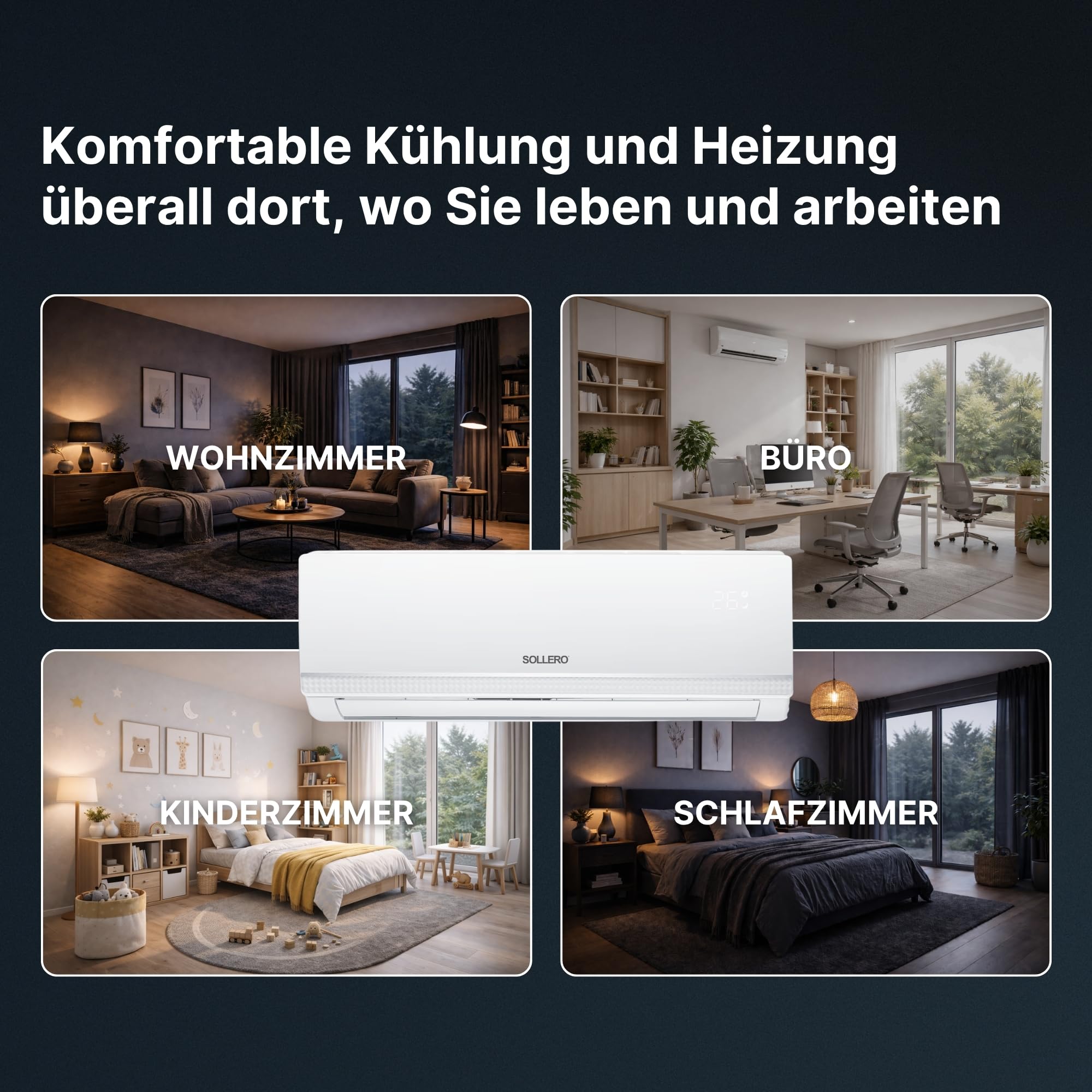 Split Klimaanlage 12000 BTU 3,5 kW, Selbstreinigung, leise, Smart Home, Klimaanlage zum Heizen und Kühlen, R32 Kältemittel, Timer, bis 59 m²