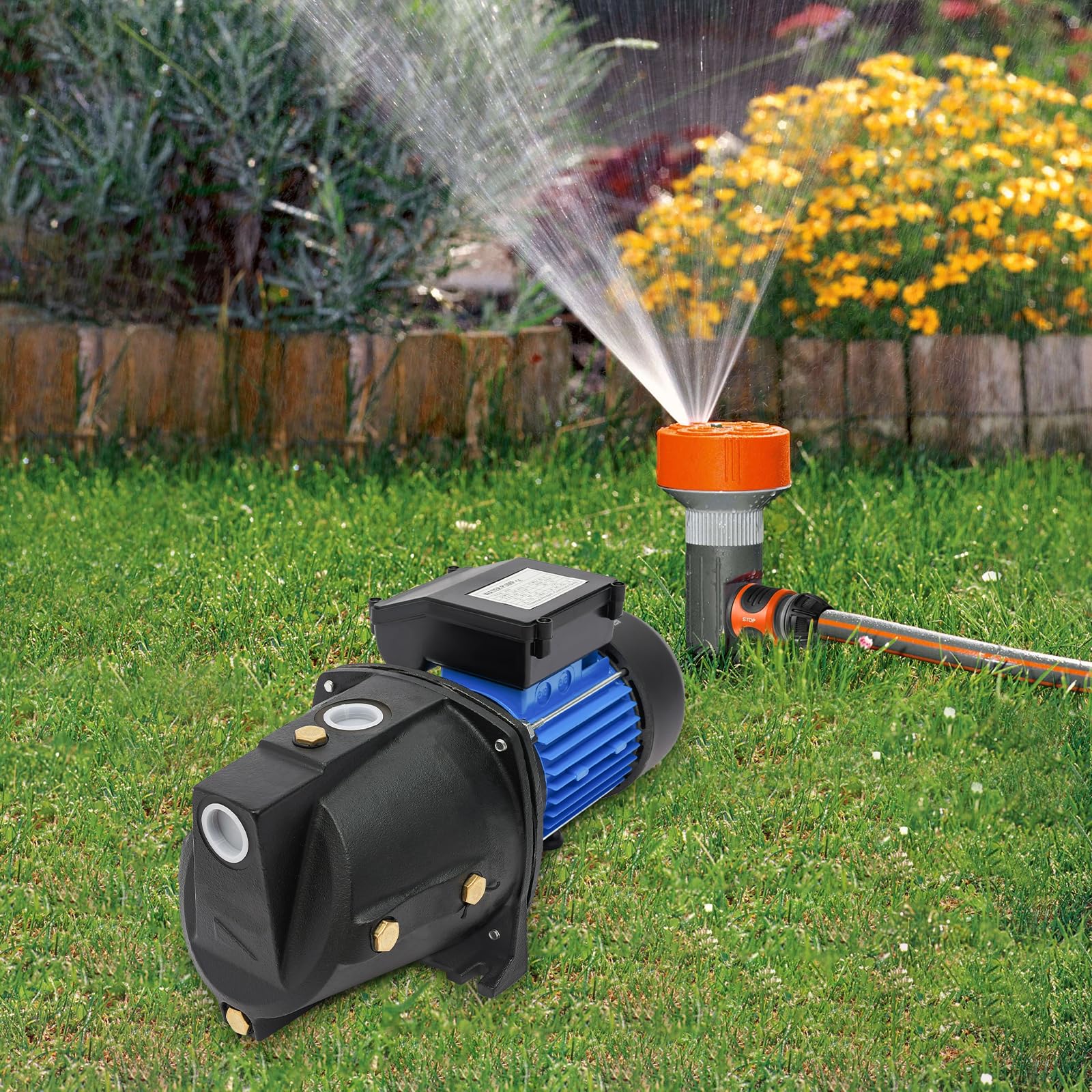 1.1HP Shallow Well Jet Pump, Garden, Water Transfer,Home Lawn Draining Irrigation Pump, Pressure Booster, Sprinkler, 110V 3420RPM Portable Cast Iron, for Gardens, Lawns, Farms, Rural Homes