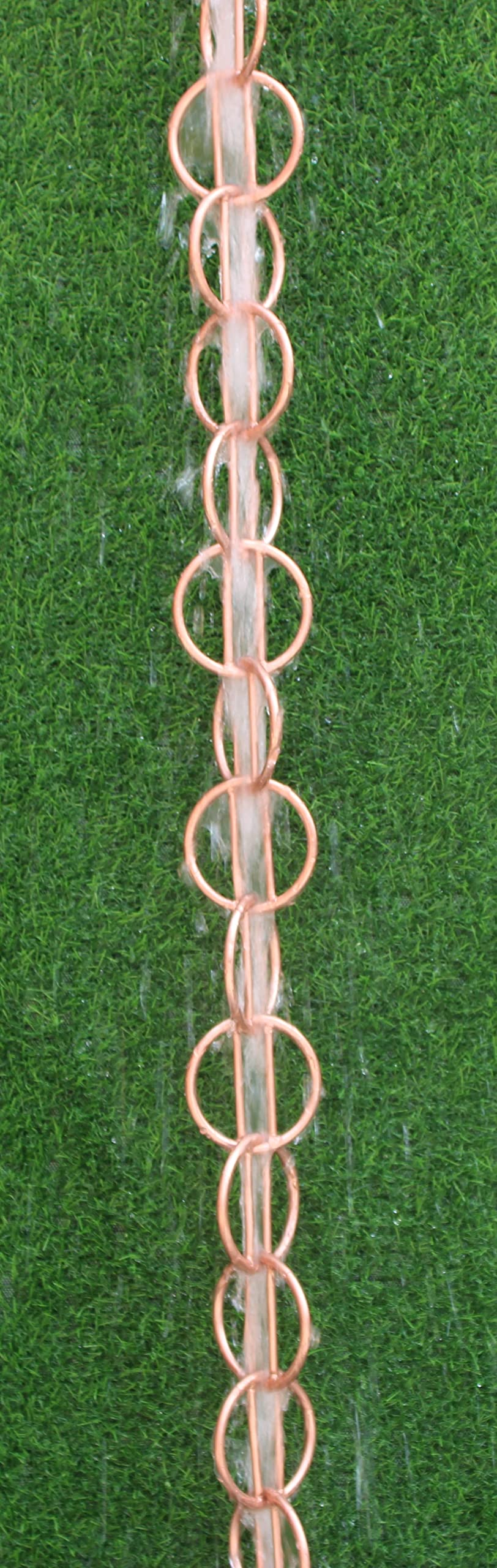 KAM Home Direct Catena da pioggia moderna ad anello, lunghezza 8,5 m, in rame puro, ricambio per pluviali per grondaie con bullone in ottone, adattatore per grondaia per installazione a catena a