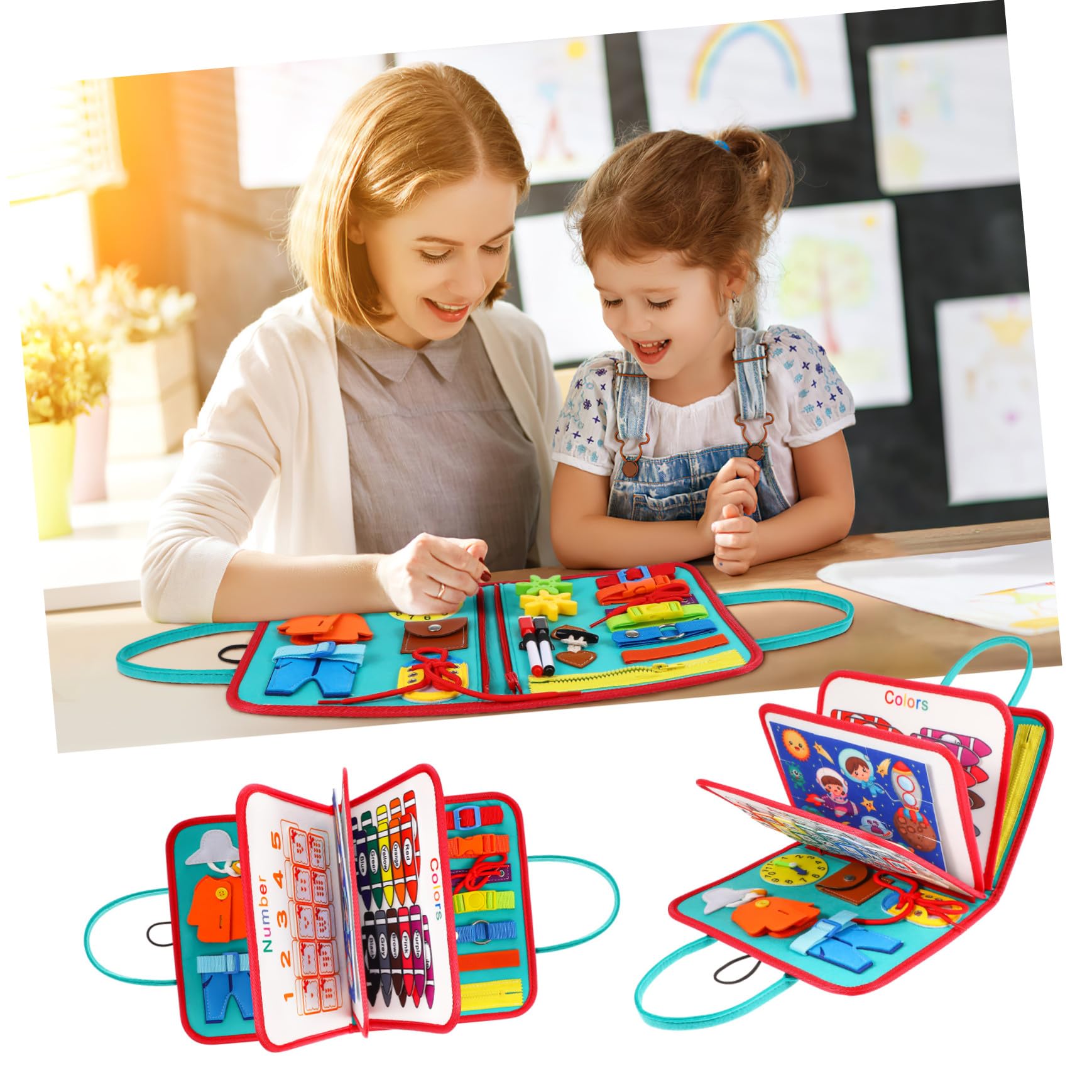 Tablero Sensorial Infantil Busy Board Educativo para Pequeños Desarrollo de Habilidades Motoras Finas Reconocimiento de Colores y Formas Ligero y Portátil para Actividades Viaje