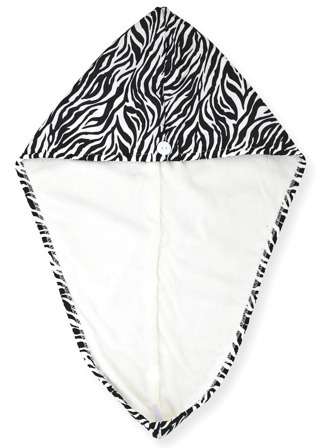 2-in-1 Shower Cap & Hair Towel Wrap for Women - Lightweight Towel Wrap with Elastic Loop for Drying & Conditioning - Ideal for All Hair Types, Comfortable & Easy to Use (Zebra)