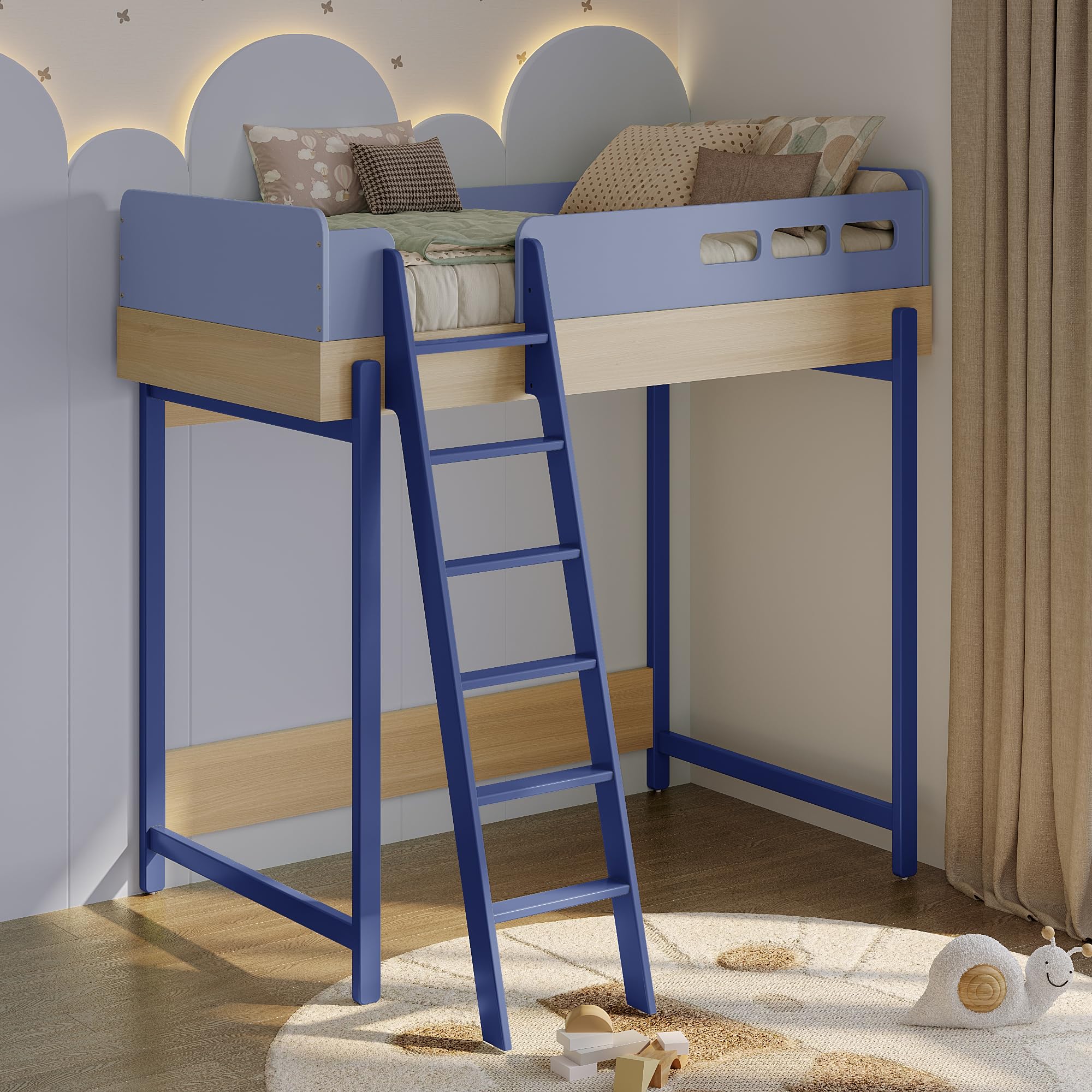 Wakefit Frostie Kids High Loft Bed - Blue-picture-24