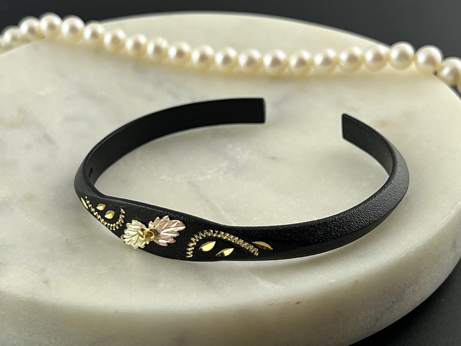 Landstroms Black Powder Coated Cuff Bracelet with 10K Gold Trim