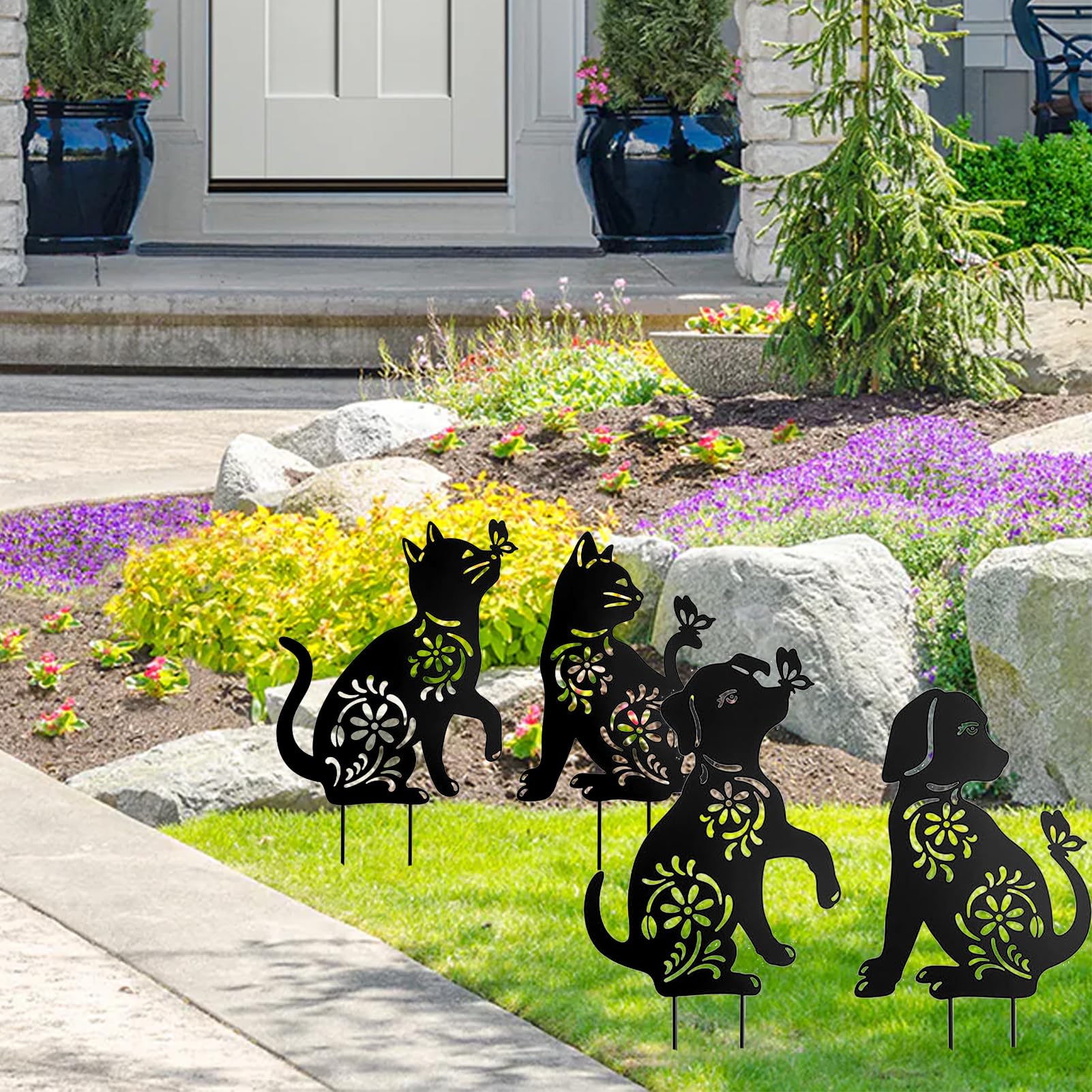 3 Pièces Animaux Canard Statue Piquets Animaux Statues Pour Jardin