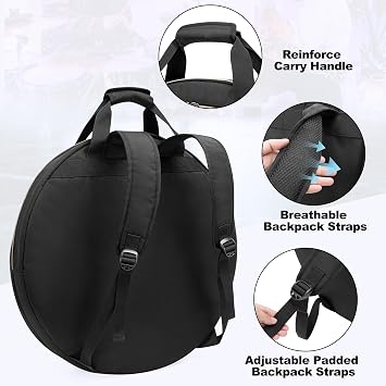 Damero 22 Cymbal Bag, Double Layer Cymbal Case with 6mm Padded Divider, Handles and Backpack Straps for Drum Cymbals and Accessories