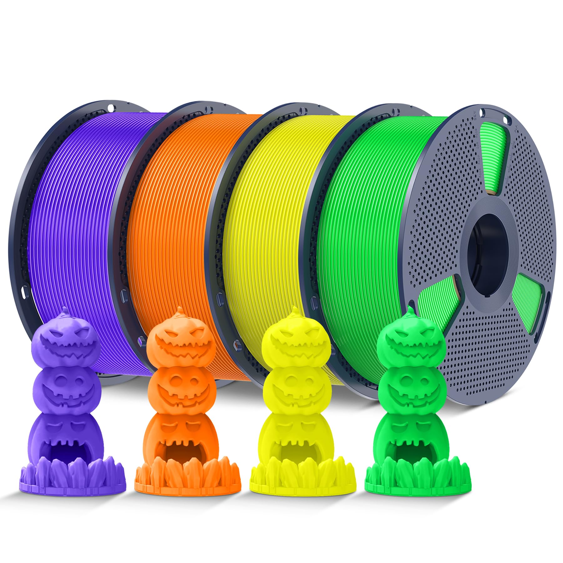 SUNLU Confezione di 4 filamenti fluorescenti per stampante 3D in PLA da 4 kg, 1,75 mm, adatti per la maggior parte delle stampanti 3D FDM, bobina da 1 kg, confezione da 4, fluorescenti (viola