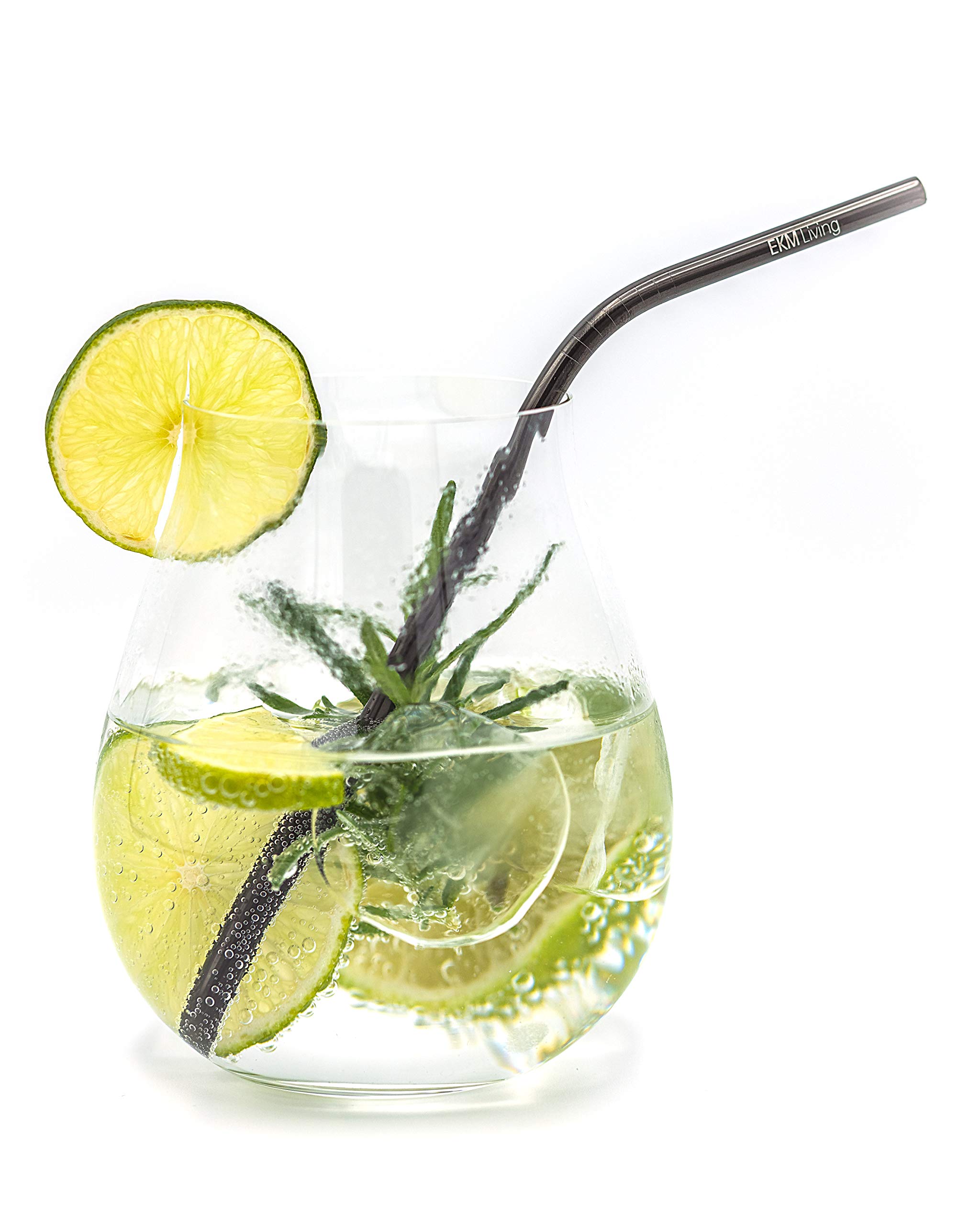 Riedel O 5515/67 Gin Tonic Optical Gläser Set 4 Stück + Gratis 4er Set EKM Living Edelstahl Strohhalme (Schwarz)