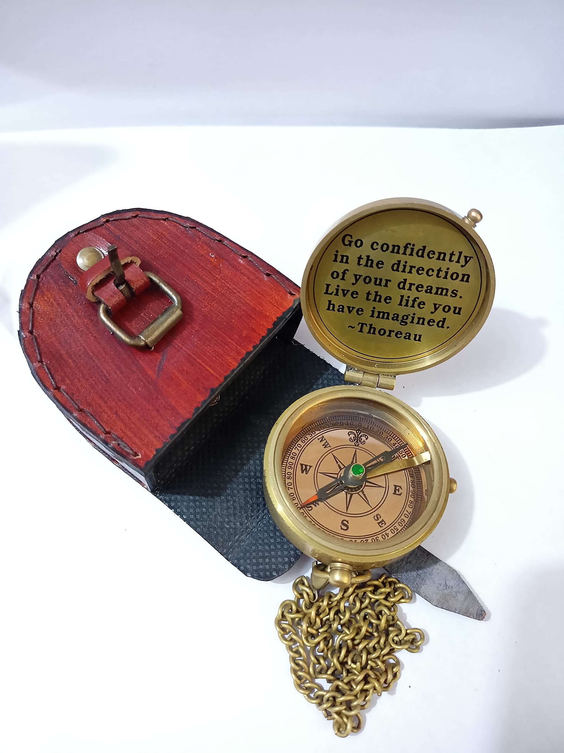 BOUSSOLE COMPAS VINTAGE Bronze Laiton Coffret Bois Déco Marine Bateau EUR 75,00 - FR