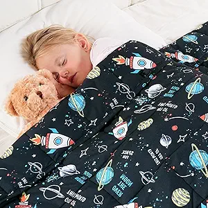 Kivik Cooling Weighted Blanket 5 Pounds, Breathable Small Weighted Blankets, Ultra Soft Heavy Throw for Relaxing & Sleeping, Machine Washable, 36 x 48 Inches, Universe Printing, Black