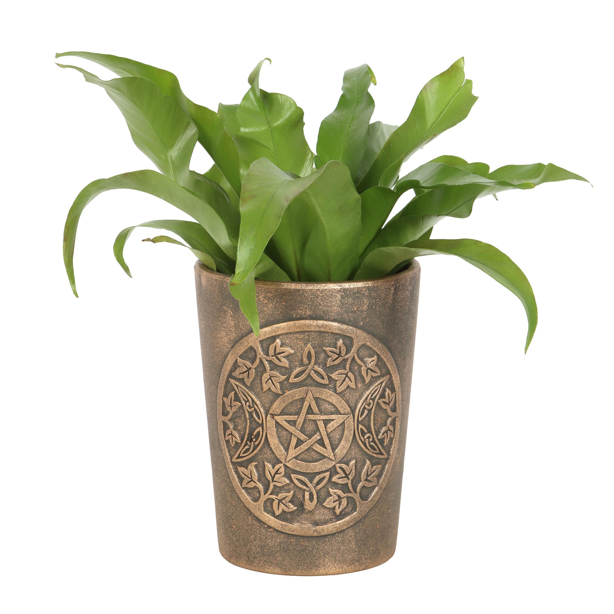 Antique Bronze Effect Terracotta Plant PotTriple Moon from B&Q