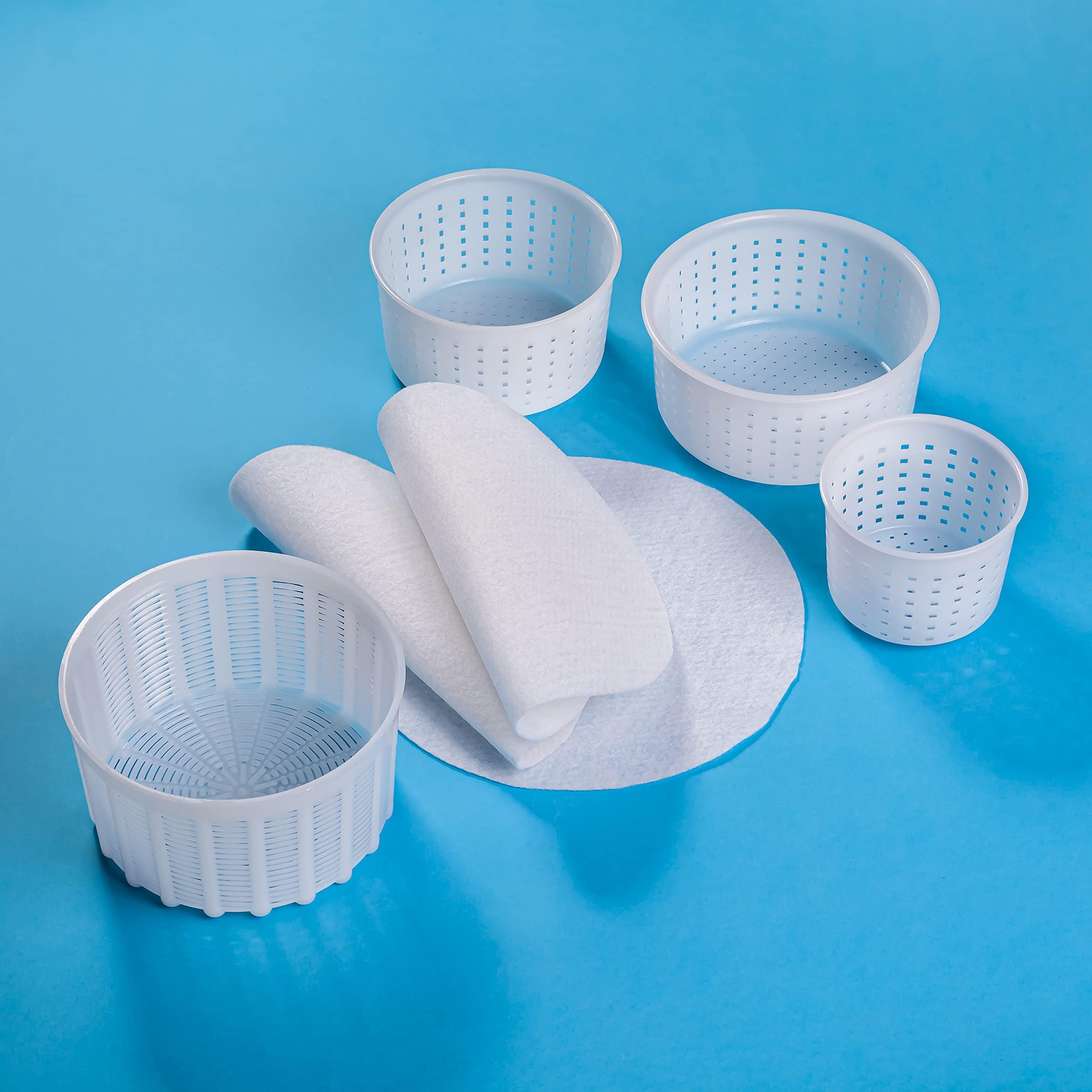 Hozprom Cheese Molds Manufacturer Set of 4 various making + Milk Filters Original Forms Fresh Soft Goat Supplies Rectangular Form Homemade Molder Organic Mold Presses Mould Draining -making Fresco