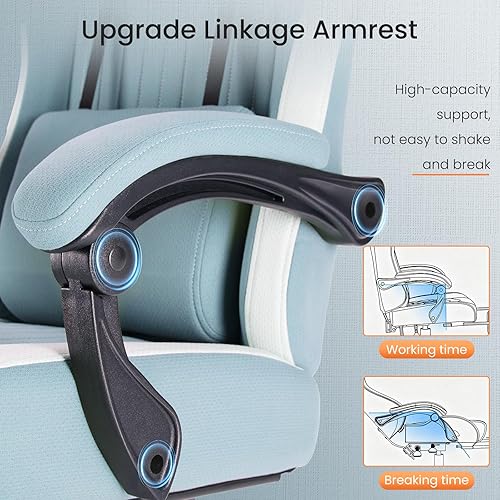 Miniatura 5 de Sweetcrispy - Silla para computadora y juegos, ergonómica, con respaldo alto, reposapiés y soporte lumbar, silla de escritorio ajustable en altura