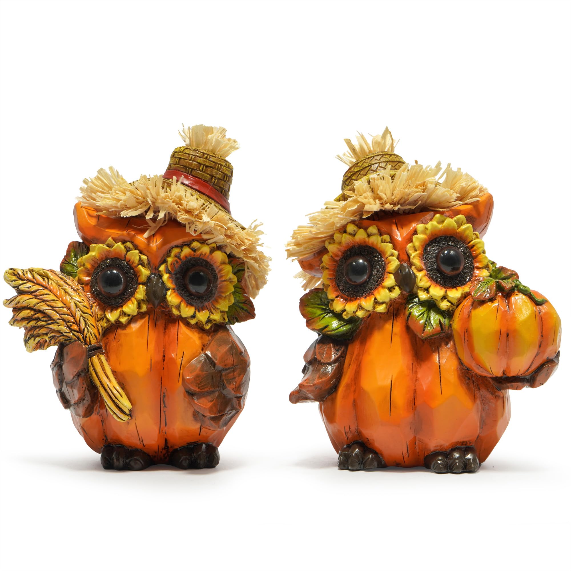 Pareja De Búhos Tallados En Calabaza Hechos A Mano En Perú - Decoración Rústica Para El Hogar