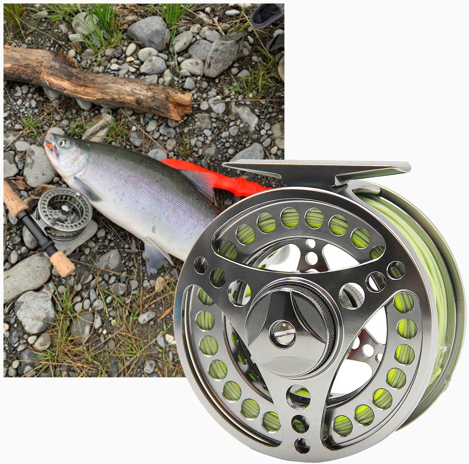 EX-ALC Fly Reel 3/4 5/6 7/8 9/10WT CNC Machined Large Arbor Aluminum Fly Fishing Reels Silver/Gunsmoke Fly Reels