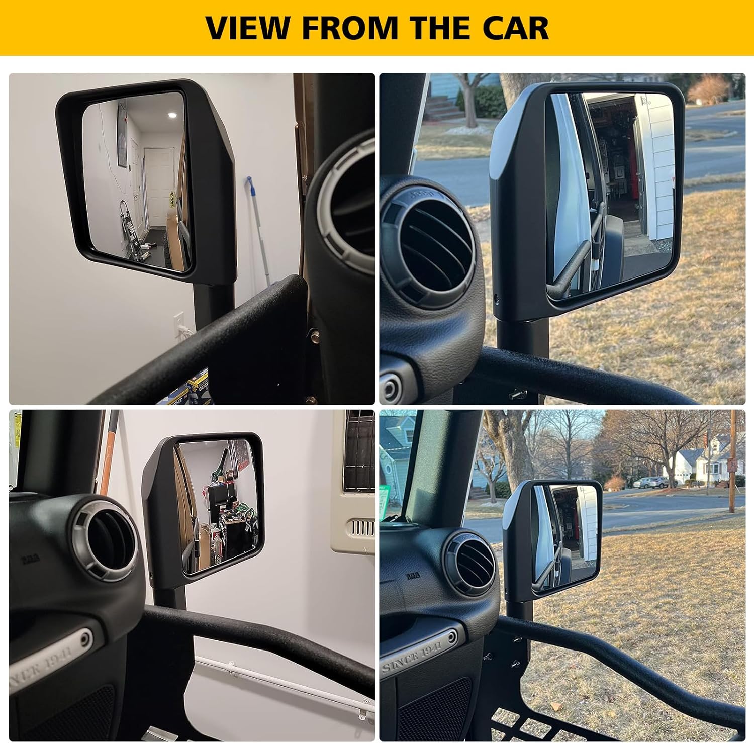 SUNPIE Half Tube Door Side Mirrors Side Mirror Door Off Mirrors Compatible with 1997-2025 Wrangler JK JL TJ Gladiator 4-Bolt Tube Half Doors Pack of 2 - Image 3