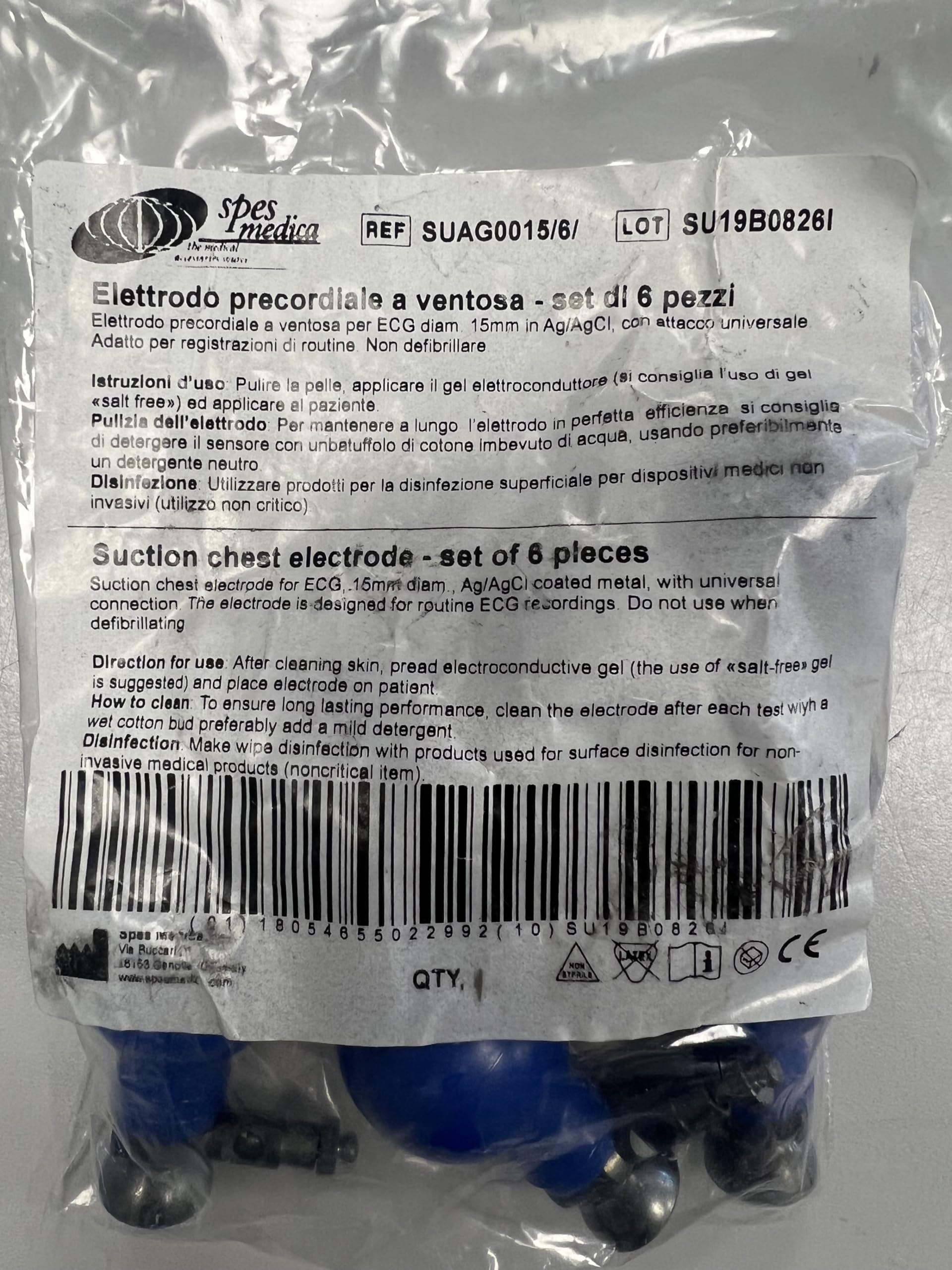 Poire précordiale pour ECG Lot de 6 pièces (24mm)