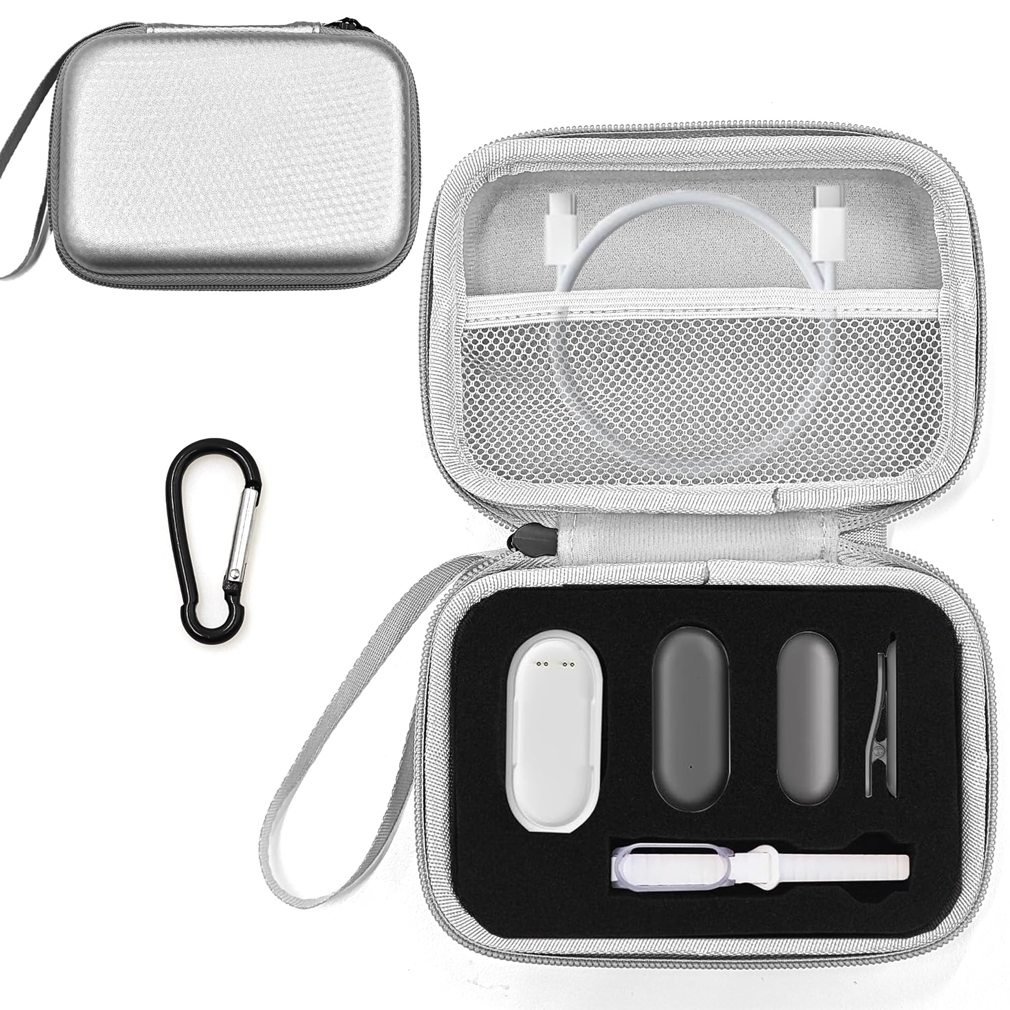 LeoTube Protective Case for PLAUD NotePin Voice Recorder - Custom Fit Foam Holds All Accessories, Waterproof & Shockproof (Case Only) (Silver)-image-6