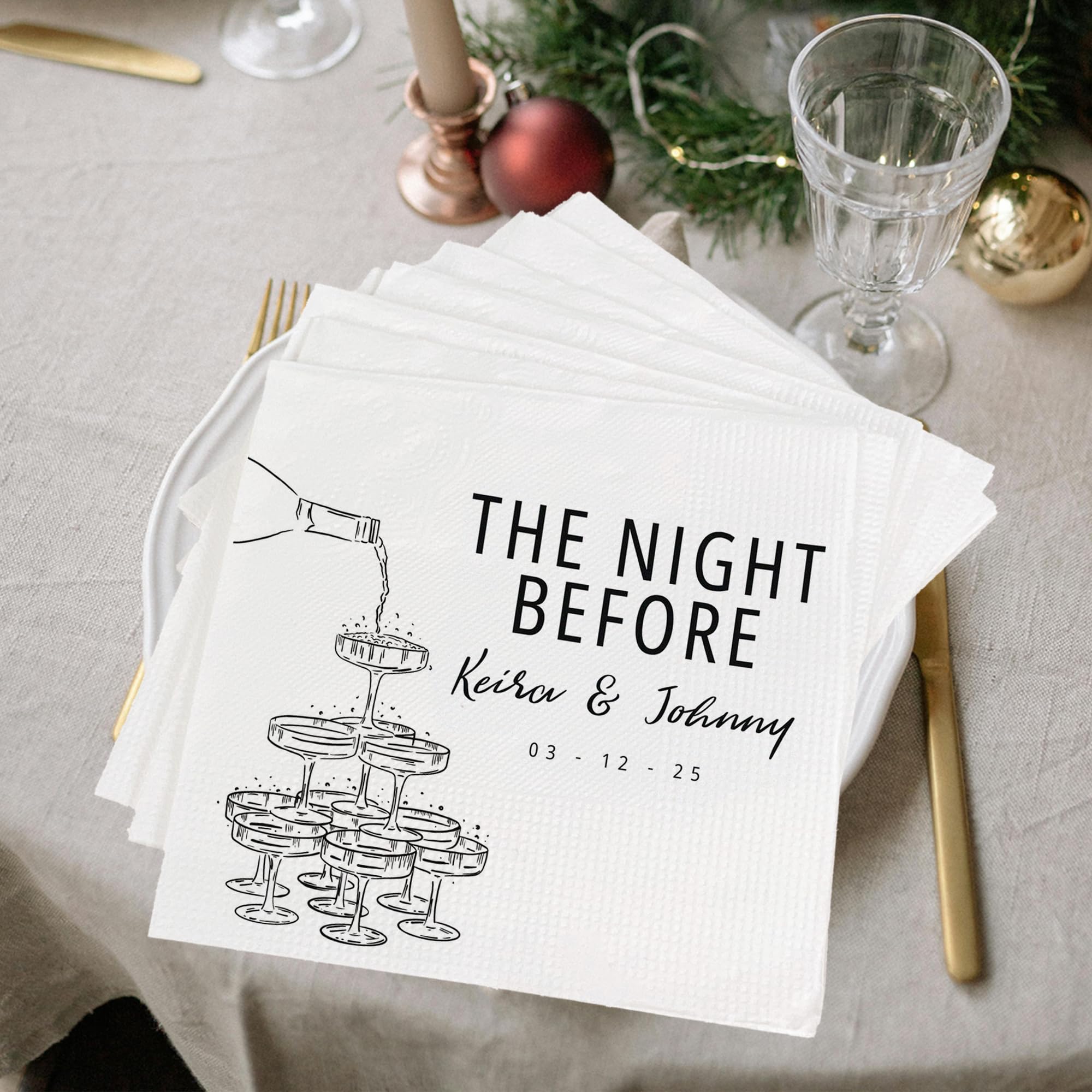 Luxury Personalized Pack 15pcs The Night Before Napkins, Rehearsal Dinner Napkins, Rehearsal Wedding Napkins, The Night Before Party Decorations,