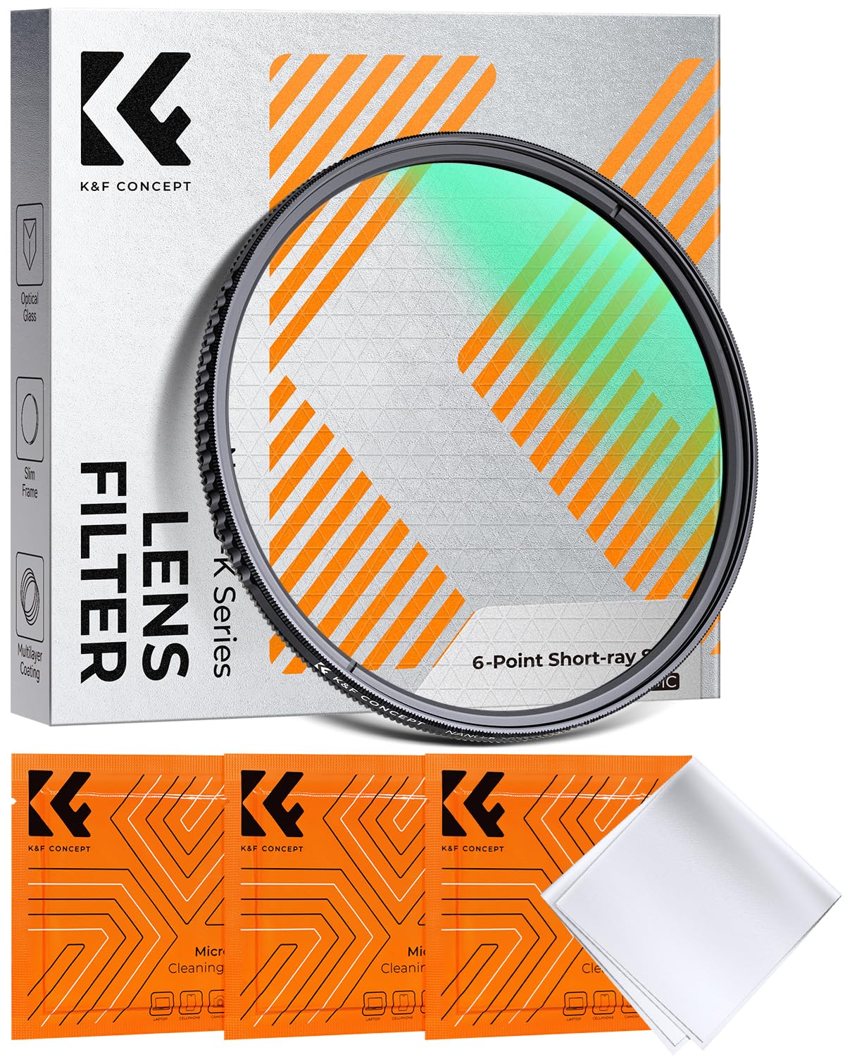 K&F CONCEPT Filtr gwiazd o zmiennym krótkim promieniu 72 mm, 6-punktowy filtr soczewek ze szkła optycznego z efektami specjalnymi (seria Nano-K)