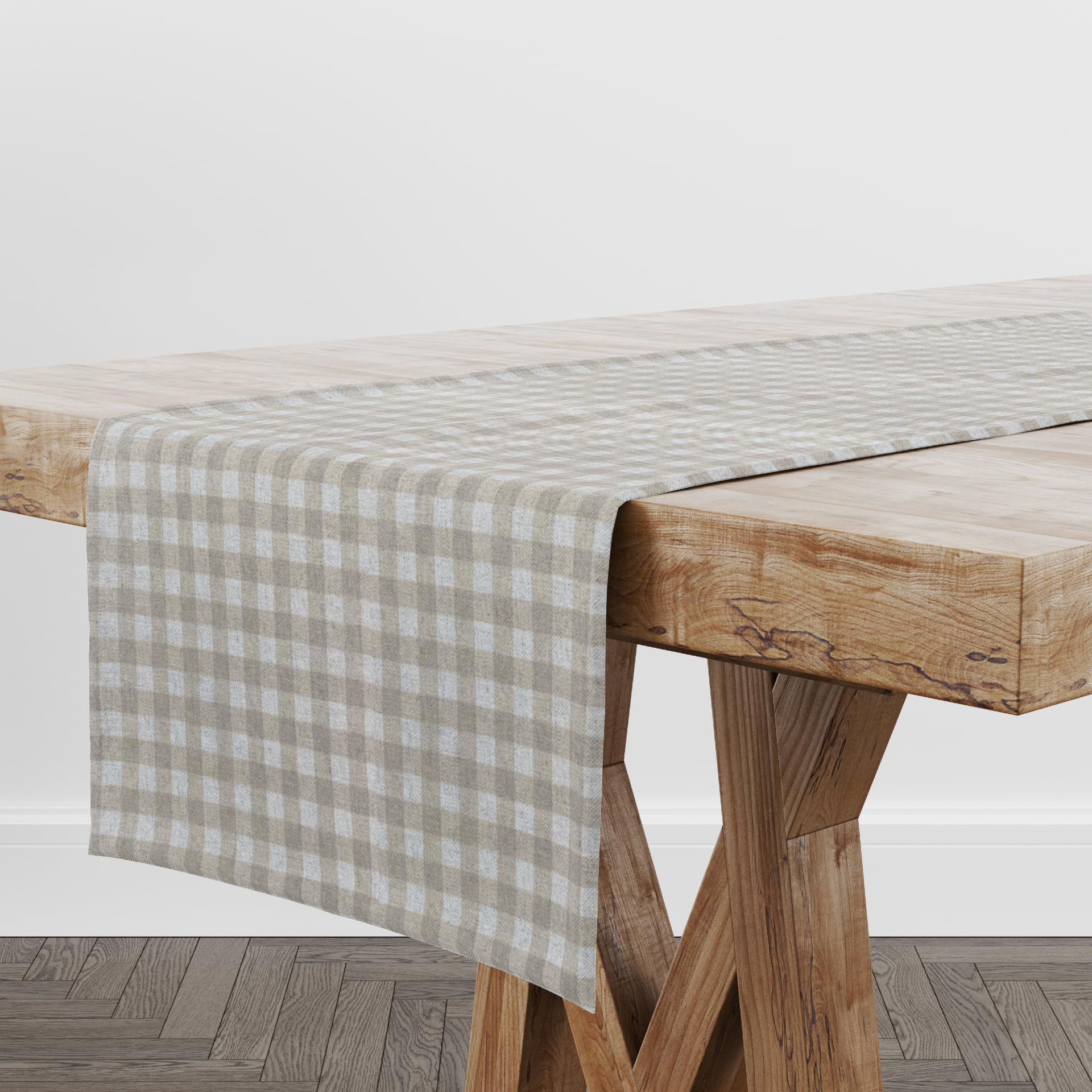 Harrison Cropper Hillcrest Gingham Fabric Table Runner (Sand)