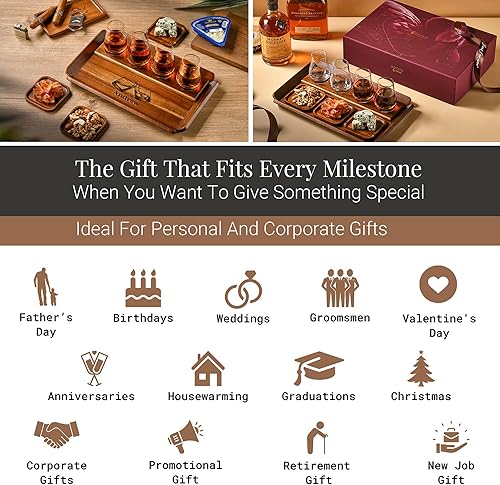 Miniatura 7 de Shanik Juego de vasos de whisky personalizados en caja de madera personalizada, bandeja de vuelo personalizada incluida, regalo único de bourbon