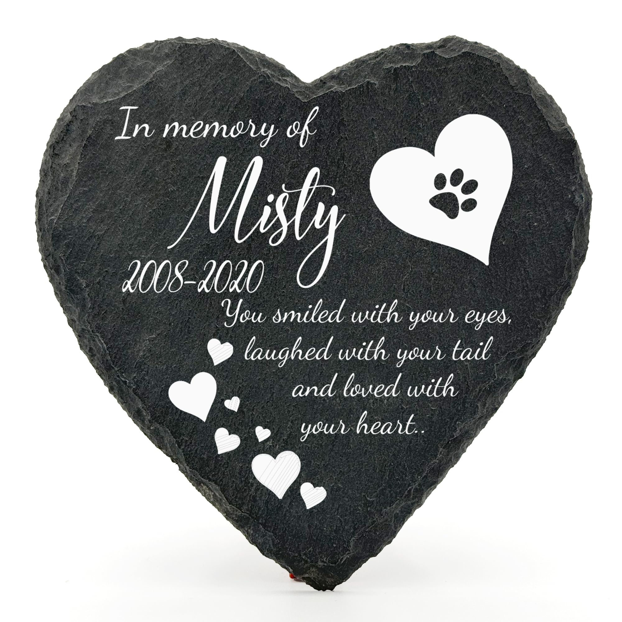 TULLUN Personalised Memorial Heart Shape Plaque For Pet Cat Dog Slate Natural Stone Frame Paw Grave Marker - Poem- Size | 4" x 4" or 10 x 10 cm| — image 1