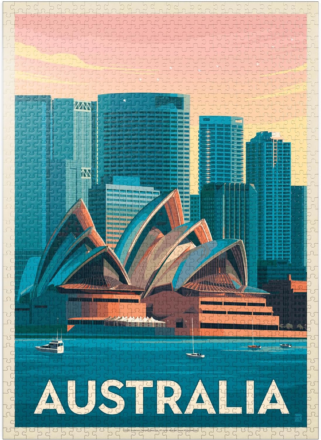 MyPuzzle Australia: Sydney Skyline, Vintage Poster - Premium 1000 Piece Jigsaw Puzzle for Adults