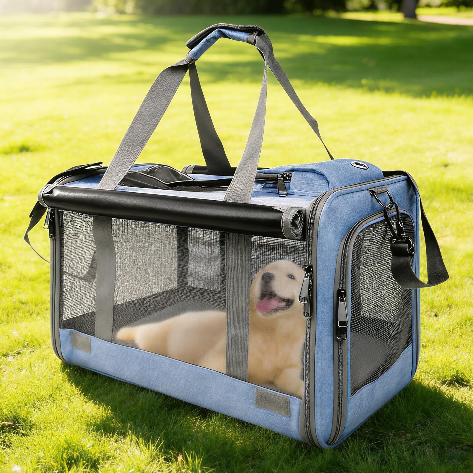 Trasportino per Gatti Fino a 9 kg, Borsa Portatile Traspirante per Viaggi | Borsa da Trasporto per Gatti per Aereo, Auto, Campeggio, Avventura all'Aperto, Ospedale, Moto