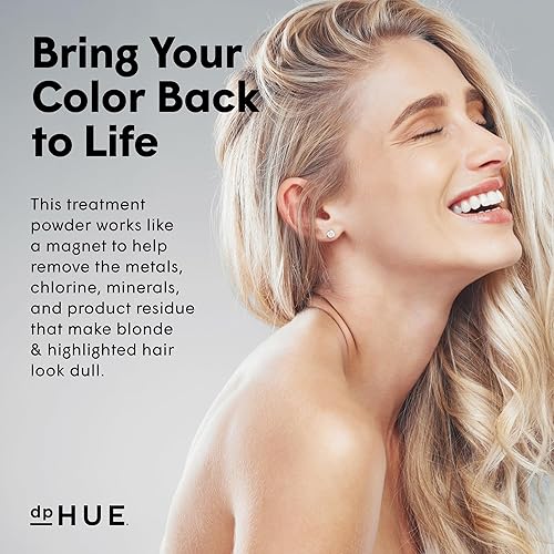 Miniatura 4 de dpHUE Polvo iluminador, 6 usos, aumenta el brillo y el brillo del cabello rubio o resaltado, elimina minerales, metales, cloro e impurezas, fórmula