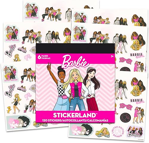Miniatura 2 de Barbie - Juego de calcomanías para niñas, paquete con 12 hojas de calcomanías de Barbie para recuerdos de fiesta y colgador de puerta, suministros