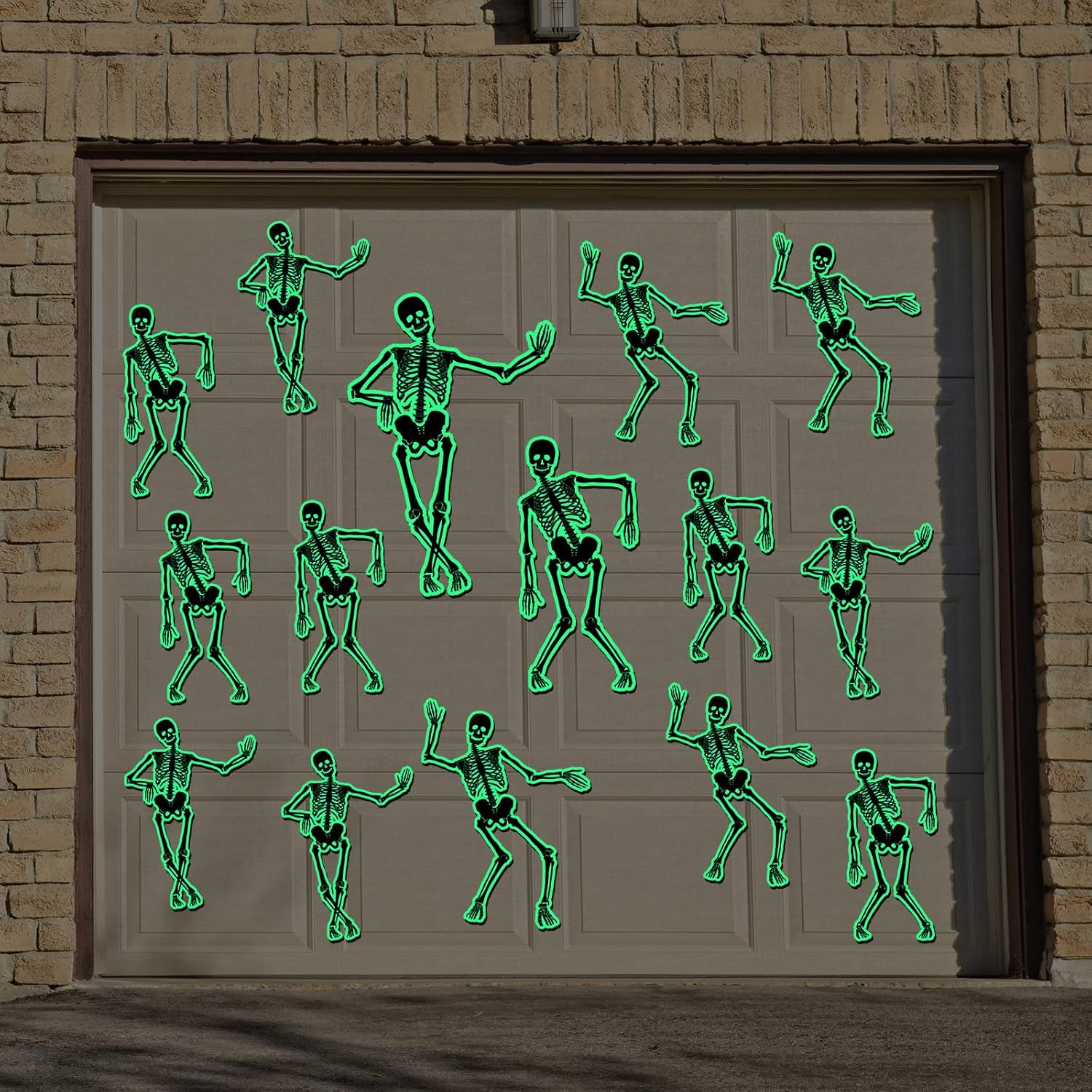 16 Piece Large Magnets Bats Skeletons Halloween Garage Door Decorations 4 Sizes 3D Glow in The Dark Halloween Bat Stickers Door Magnets for Indoor Outdoor Garage Party Refrigerator Car(Skeletons)