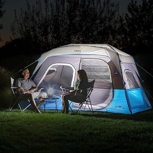 Miniatura 3 de CORE Instant Cabin Tents with LED Lights  6 Person  9 Person  12 Person Family Multi Room Lighted Pop Up Tents for Camping  Included Storage Pockets