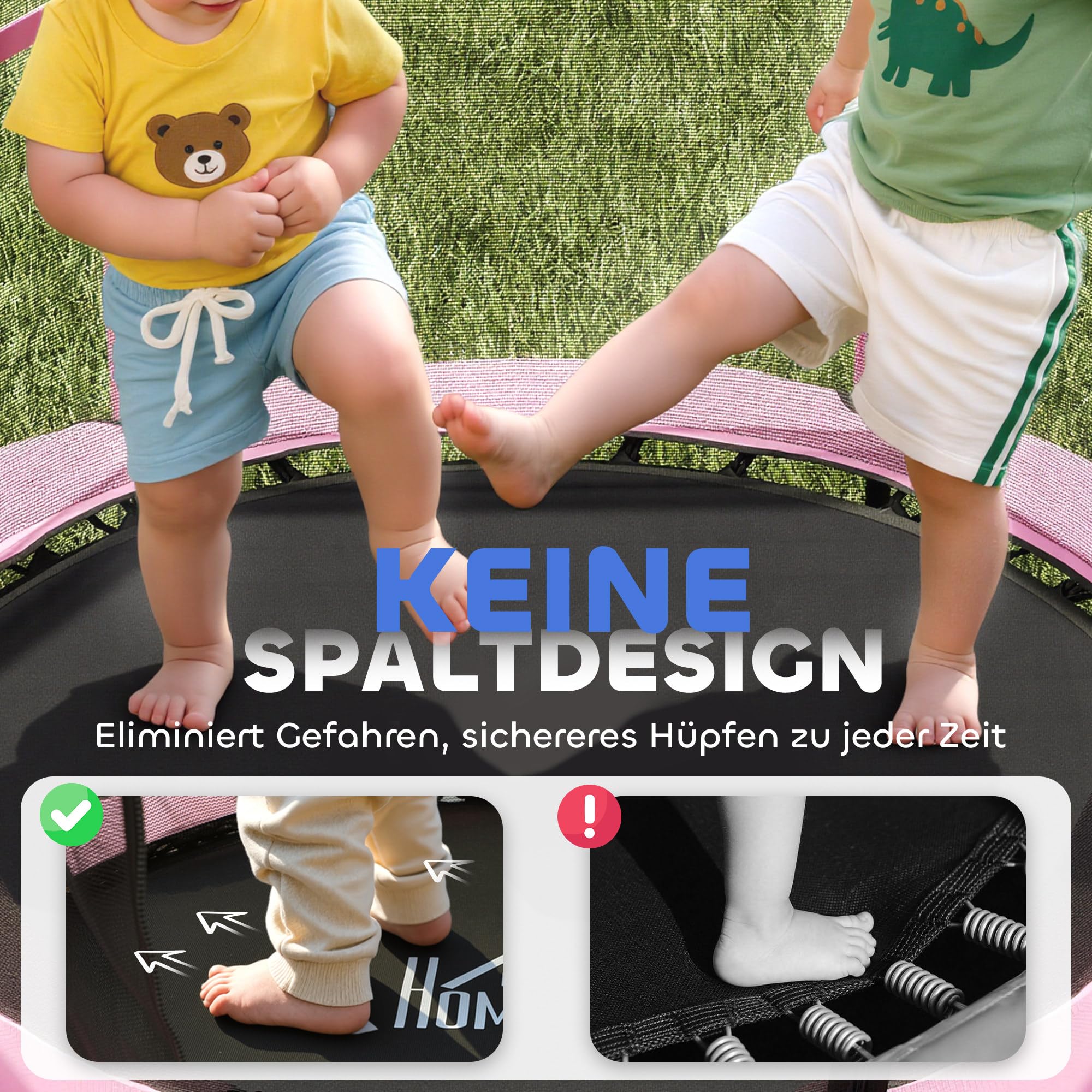 HOMCOM Kindertrampolin Ø140 cm, Trampolin mit Sicherheitsnetz, Randabdeckung, Gartentrampolin für Kinder 3-10 Jahre, bis 50 kg belastbar