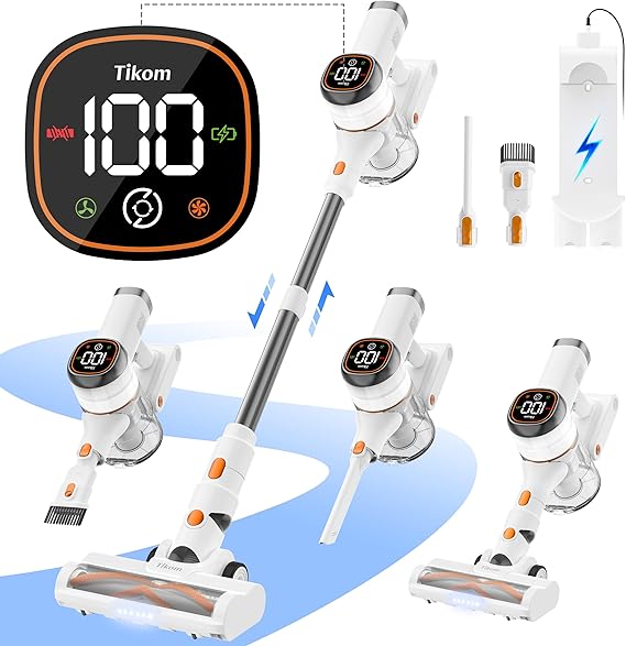 Tikom V500 Cordless Vacuum Cleaner for Home, 40000Pa/450W Stick Vacuum with LED Touch Screen
