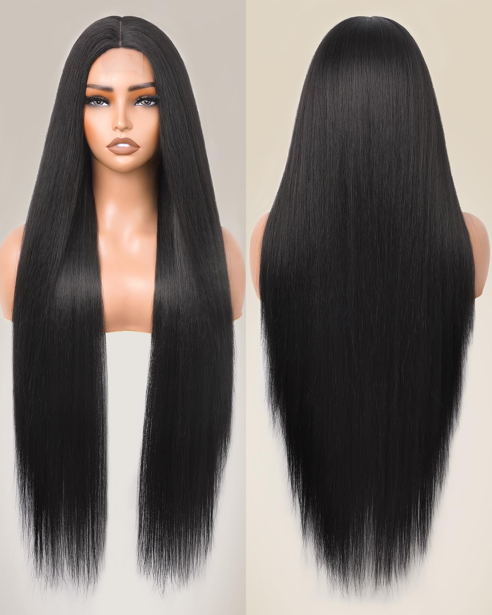 Amazon.com : Cemuto Long Straight Black Wigs for Women Glueless