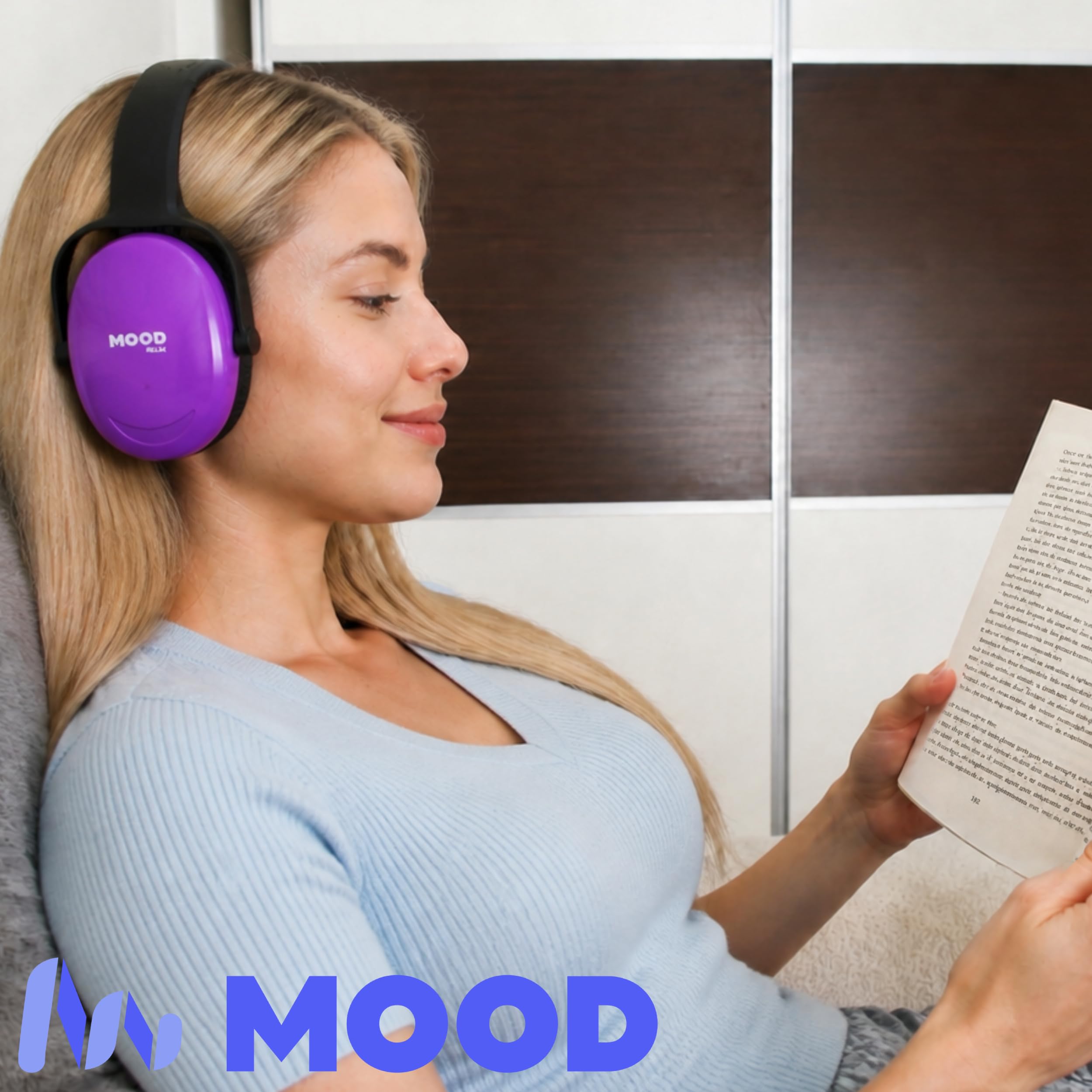 MOOD Cascos antiruido adultos: Reducción del ruido de 33 dB (SNR) - Cascos aislantes del ruido para estudiar, construcción, tiro deportivo - Marca española certificada - Relax Purple