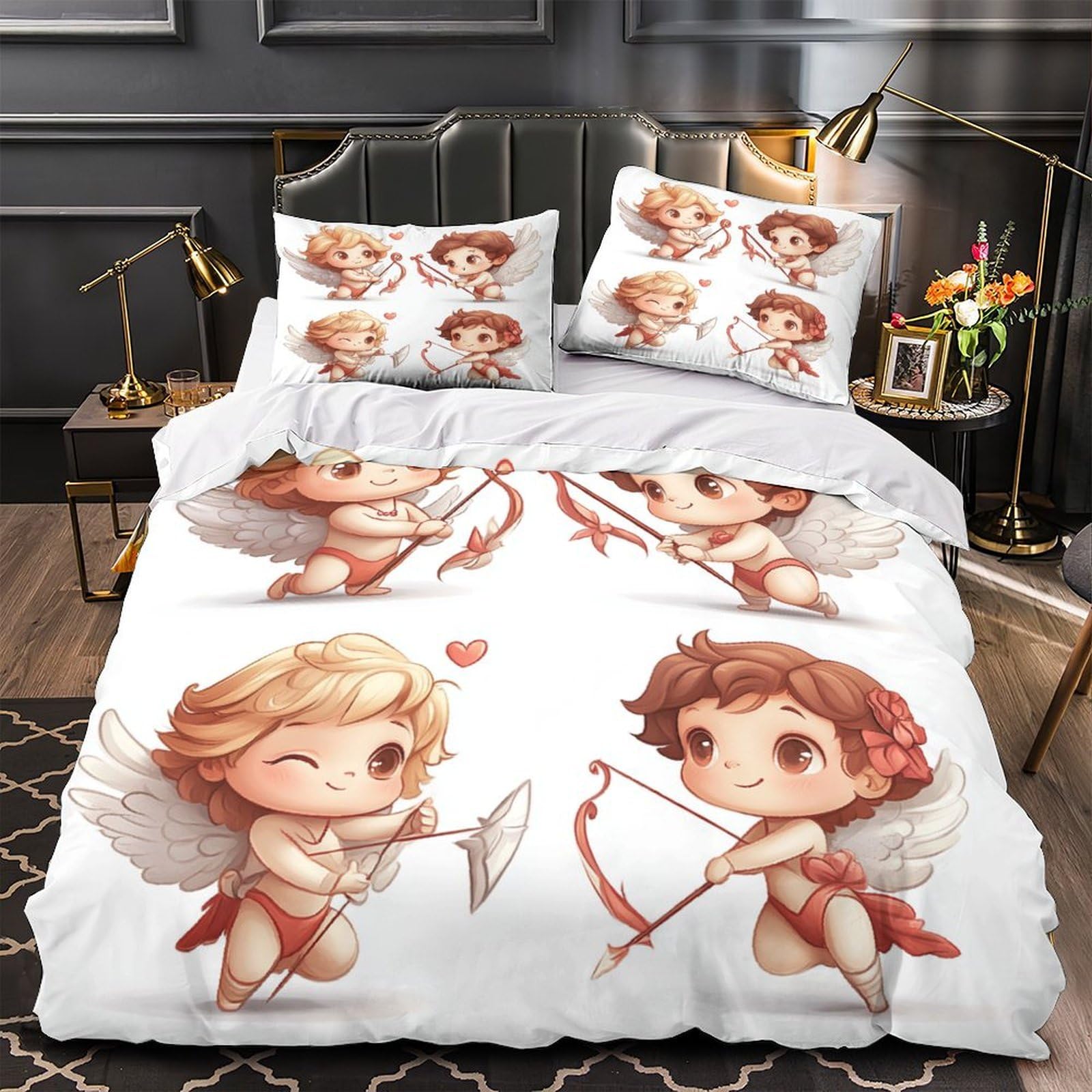 Parure housse de couette grues imprimé 3D microfibre de qualité supérieure 260x220cm