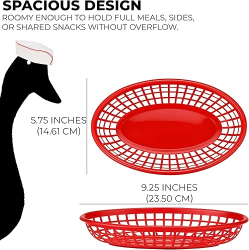 Miniatura 6 de Juego de 24 cestas ovaladas azules para comida rápidadelicatessen, 9.25 x 5.67 pulgadas, azul (24)