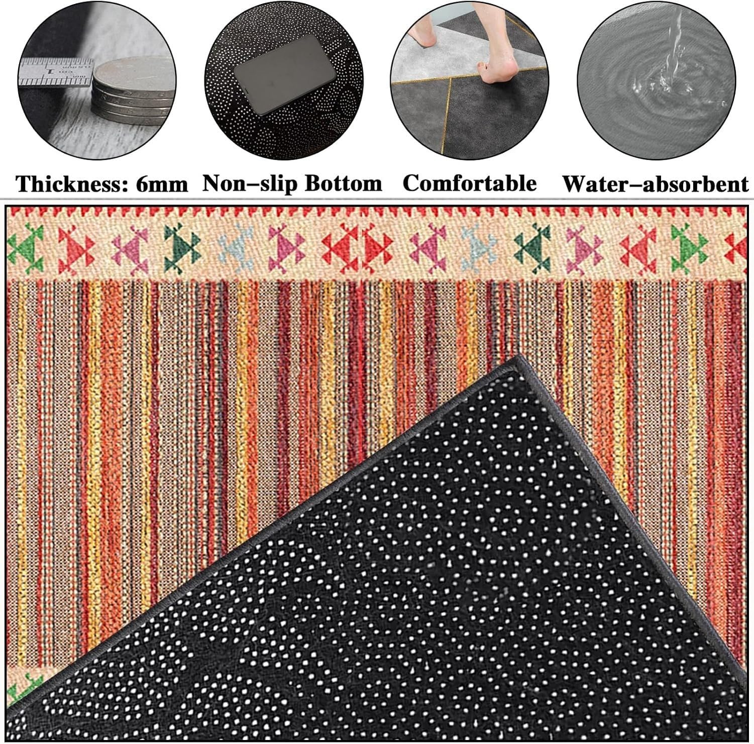 Alfombra Corredera Lavable Antideslizante Absorbente, 428-a, 90 x 220 cm